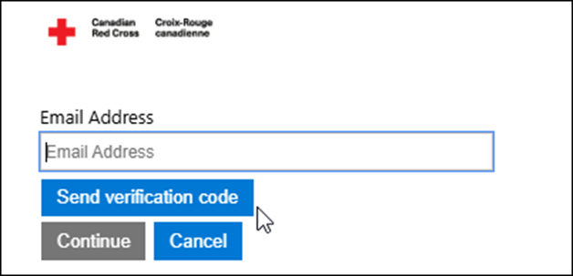 Screenshot of Email address field with pointer to Send verification code button.