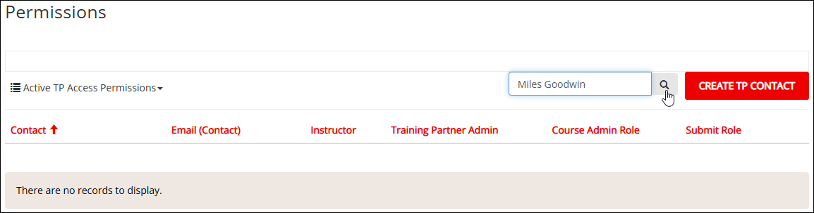 Screenshot of Permissions page with pointer at magnifying glass icon beside search term field.
