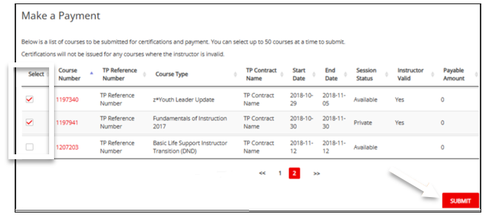 screenshot of Make a Payment page